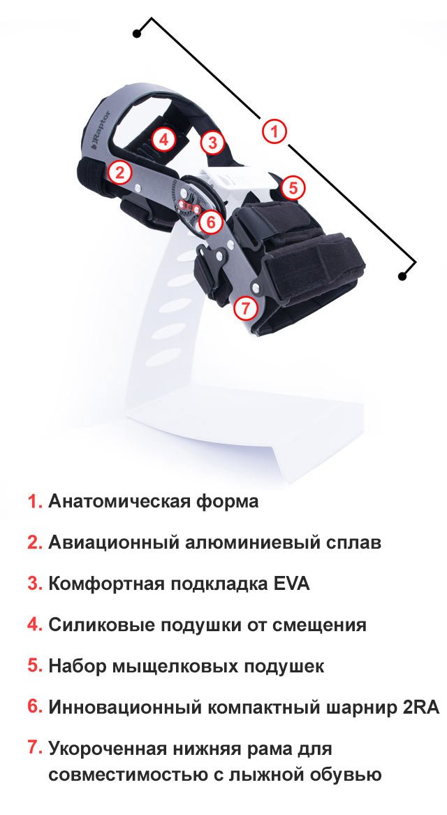 Функциональный экзоскелетный ортез колена для лыжников с полицентрическими шарнирами Reh4Mat Raptor/2 Short — изображение 4